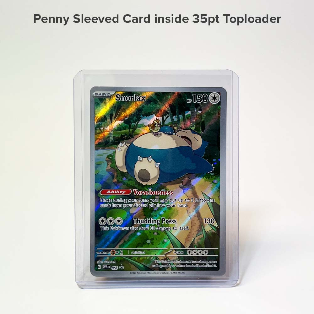 Geek Culture penny sleeve on a card inside a 35pt toploader (toploader and card not included)
