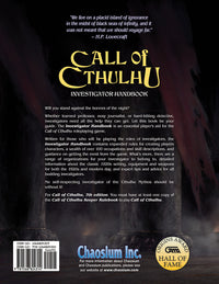 Call of Cthulhu Investigator Handbook – back cover
