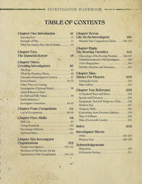 Call of Cthulhu Investigator Handbook – table of contents