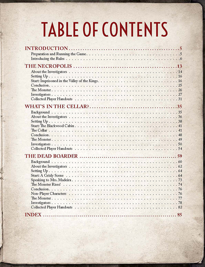 Call of Cthulhu Gateways to Terror – table of contents