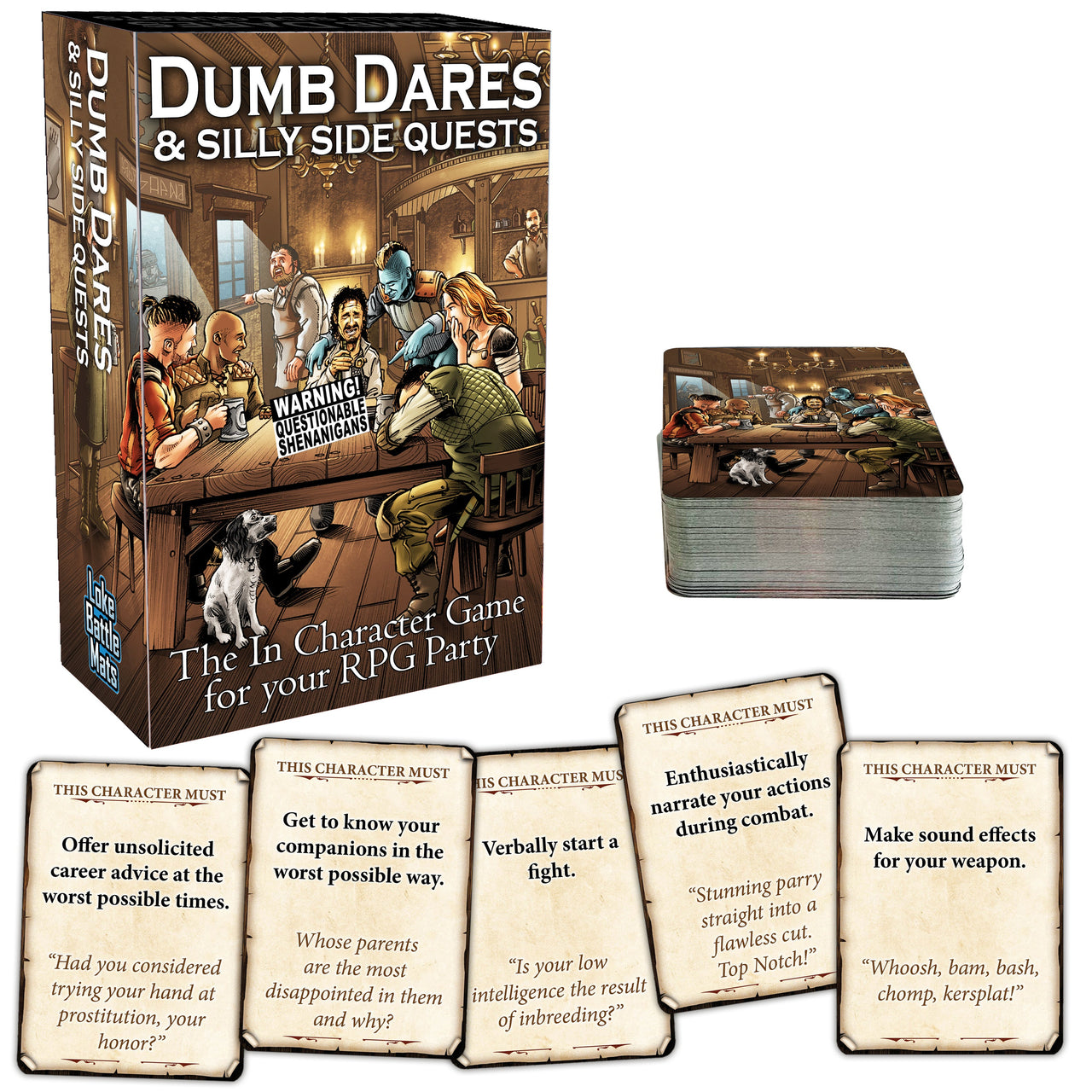 Dumb Dares & Silly Side Quests – cards and box