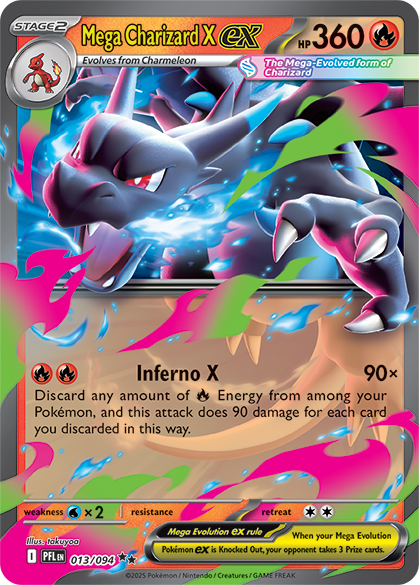 Pokémon TCG Mega Evolution Phantasmal Flames Booster Pack – featured card from the set