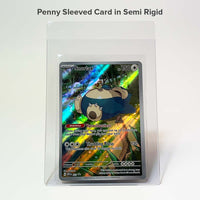 Penny-sleeved trading card inside a semi-rigid card saver (card saver and card not included)