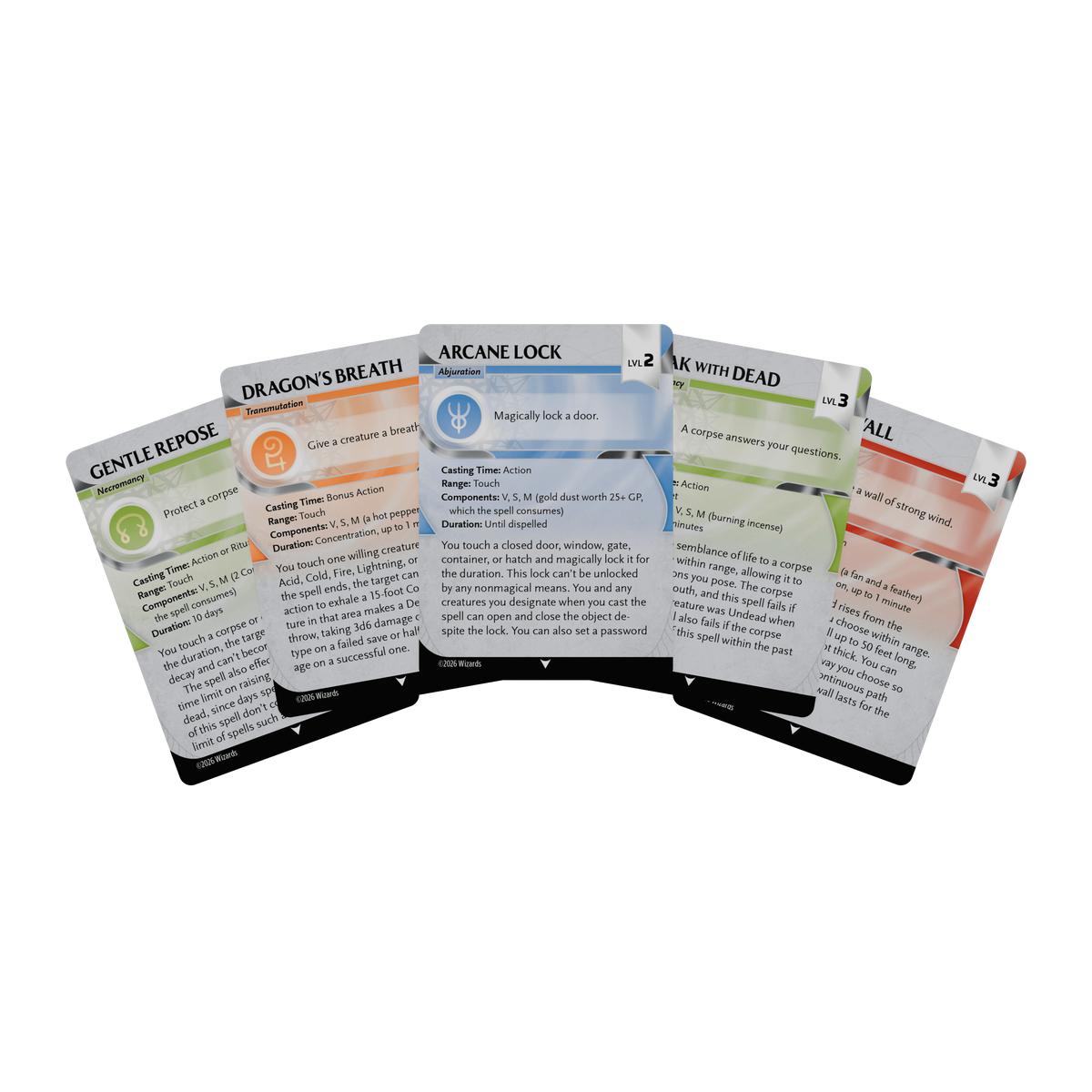 D&D Reference Cards Spells: Levels 2–3 – card fan