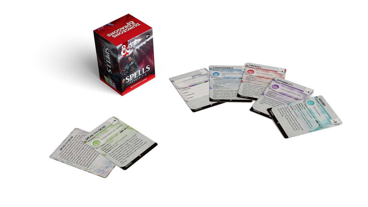 D&D Reference Cards Spells: Levels 2–3 – card spread