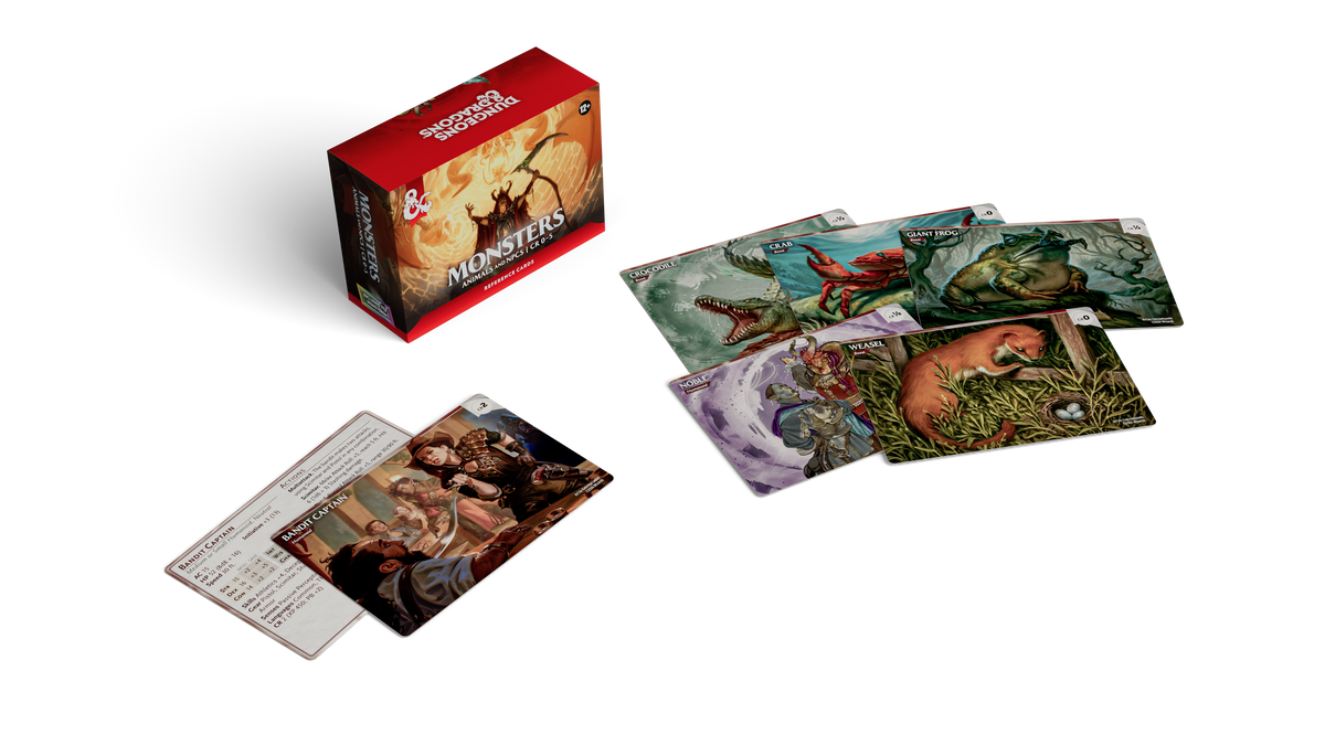 D&D Reference Cards Monsters: Animals and NPCs – card spread