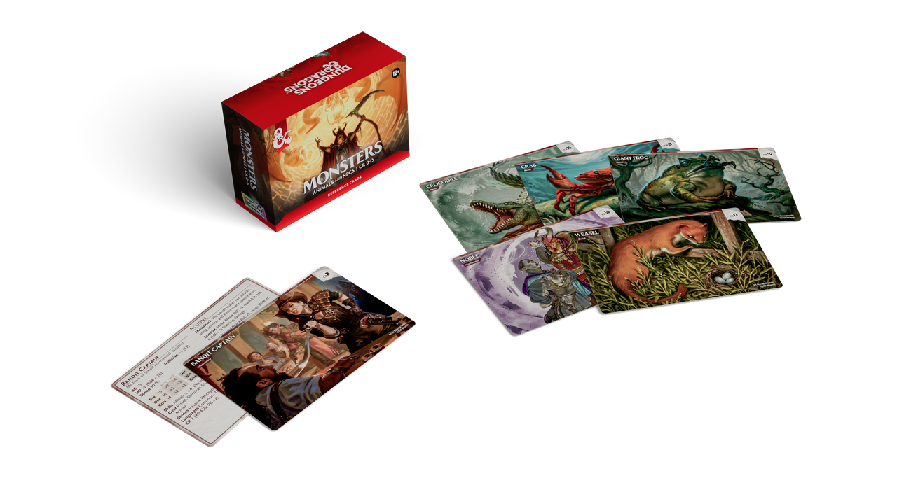 D&D Reference Cards Monsters: Animals and NPCs – card spread