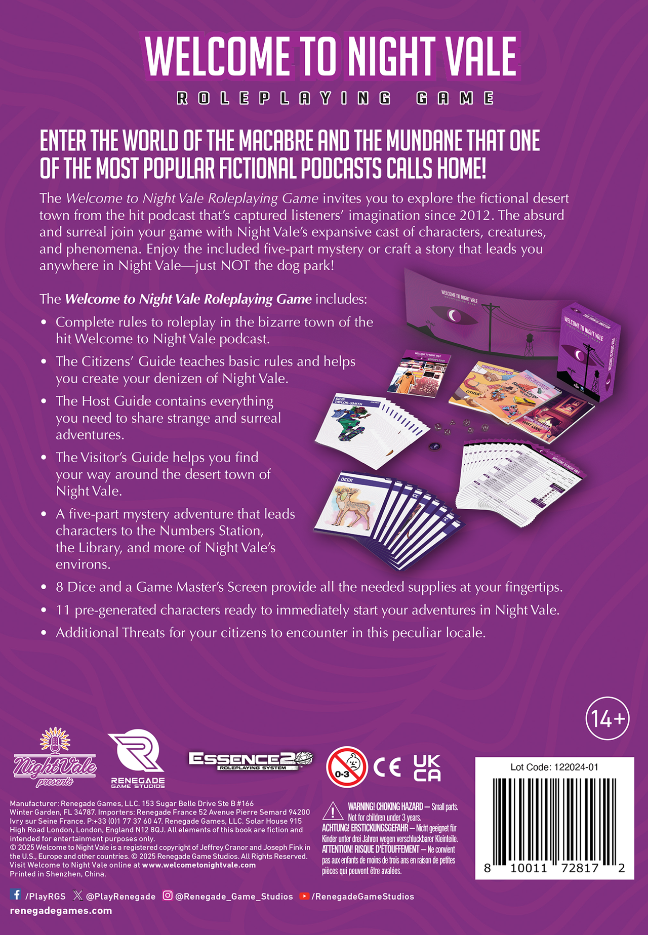 Welcome to Night Vale Roleplaying Game – box back
