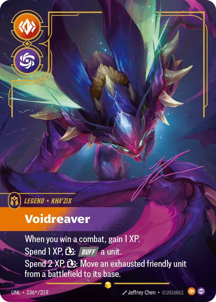 Riftbound Unleashed Booster Pack – example card (Kha'Zix, Voidreaver)