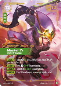 Riftbound Unleashed Booster Pack – example card (Master Yi, Unstoppable)