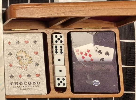 Playing Cards & Dice Box wooden case