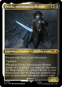 The Lord of the Rings: Tales of Middle-earth Commander Deck Food and Fellowship – foil-etched Frodo, Adventurous Hobbit display commander