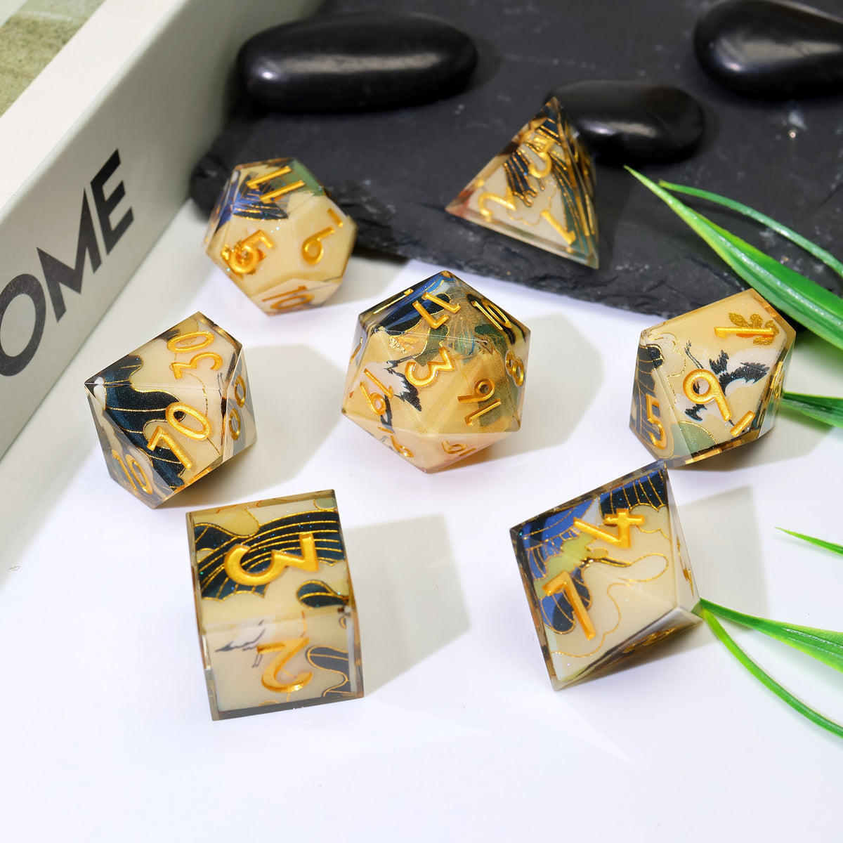 Golden Crane Dice Set