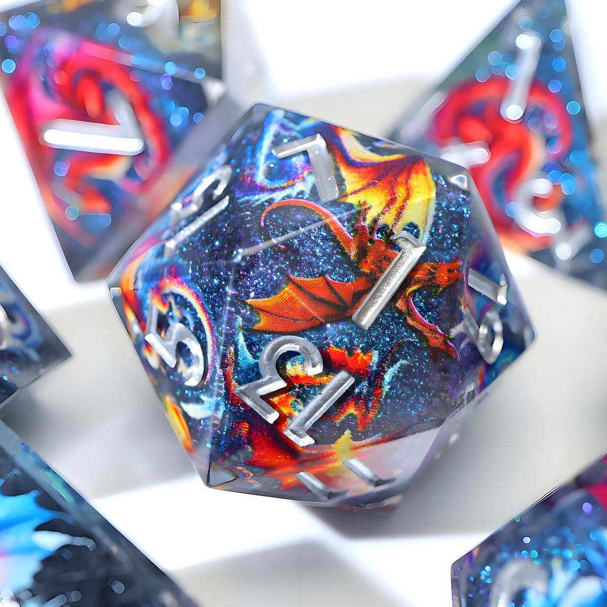 Prismatic Wyrm Dice Set (Silver)