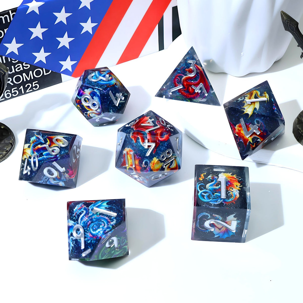Prismatic Wyrm Dice Set (Silver)