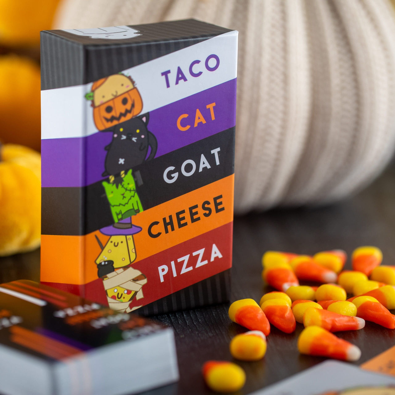 Taco Cat Goat Cheese Pizza Halloween Edition – retail candy corn