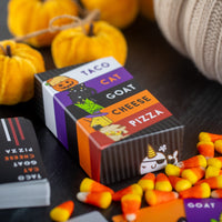Taco Cat Goat Cheese Pizza Halloween Edition – retail candy laydown
